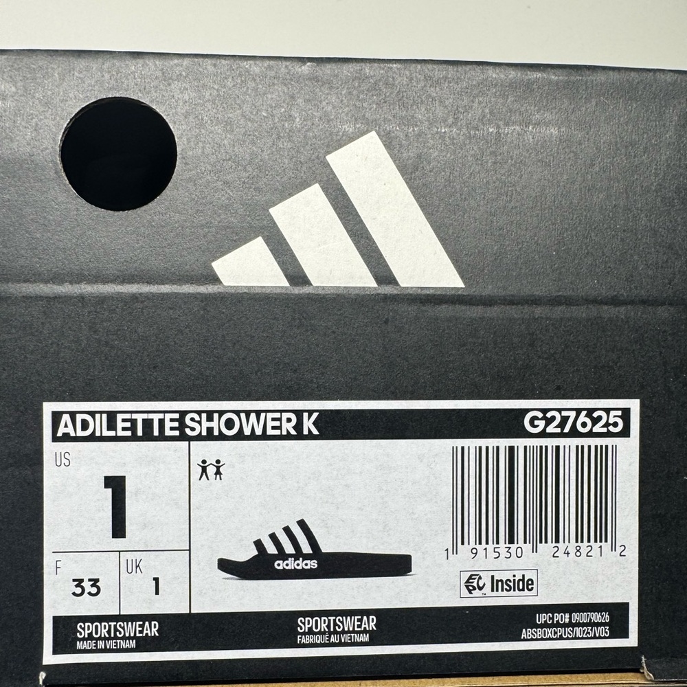 NIB Kids Adidas Adilette Shower Slides Black